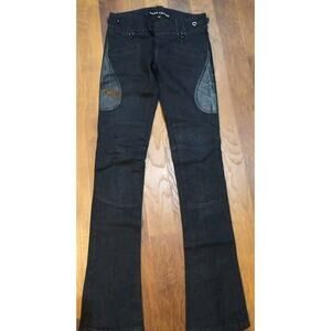 Ralph Lauren Black Label bootcut Moto Jeans 25 Denim Low Rise 34.5 Inseam TALL